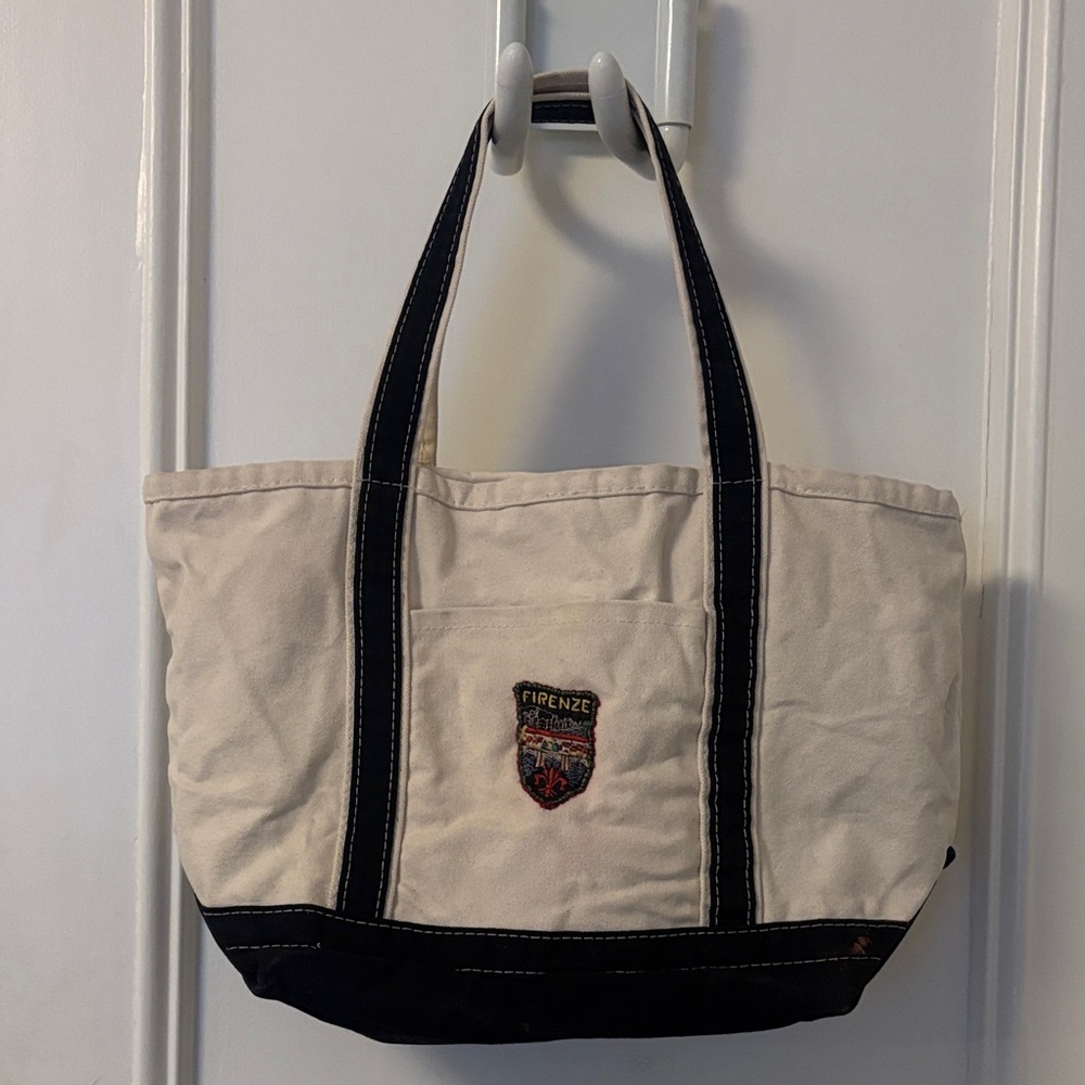 Firenze Florence Cream and Black Canvas Tote Bag